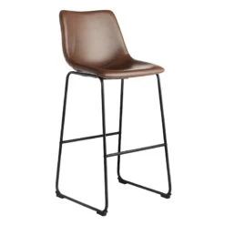 Drake Modern Faux Leather Industrial Barstool, Espresso