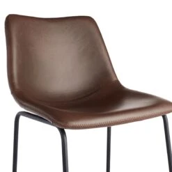 Drake Modern Faux Leather Industrial Barstool, Espresso -Accent Furniture Shop drake modern faux leather industrial barstool espresso 4