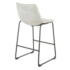 Drake Modern Industrial Faux Leather Counter Stool, Light Grey -Accent Furniture Shop drake modern industrial faux leather counter stool light grey 3