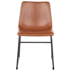 Drake Modern Industrial Faux Leather Dining Chair, Cognac -Accent Furniture Shop drake modern industrial faux leather dining chair cognac 1