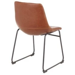 Drake Modern Industrial Faux Leather Dining Chair, Cognac -Accent Furniture Shop drake modern industrial faux leather dining chair cognac 2