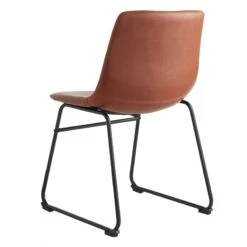 Drake Modern Industrial Faux Leather Dining Chair, Cognac -Accent Furniture Shop drake modern industrial faux leather dining chair cognac 6
