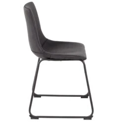 Drake Modern Industrial Faux Leather Dining Chair, Dark Grey -Accent Furniture Shop drake modern industrial faux leather dining chair dark grey 2