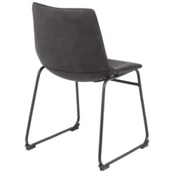 Drake Modern Industrial Faux Leather Dining Chair, Dark Grey -Accent Furniture Shop drake modern industrial faux leather dining chair dark grey 3
