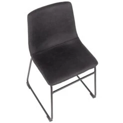 Drake Modern Industrial Faux Leather Dining Chair, Dark Grey -Accent Furniture Shop drake modern industrial faux leather dining chair dark grey 5