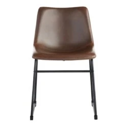 Drake Modern Industrial Faux Leather Dining Chair, Espresso -Accent Furniture Shop drake modern industrial faux leather dining chair espresso 1
