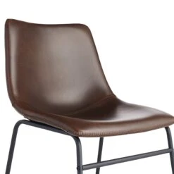 Drake Modern Industrial Faux Leather Dining Chair, Espresso -Accent Furniture Shop drake modern industrial faux leather dining chair espresso 4
