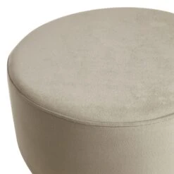 Emmy Grey Velvet Round Wood Leg Ottoman -Accent Furniture Shop emmy grey velvet round wood leg ottoman 2