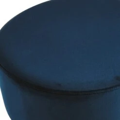 Emmy Navy Blue Velvet Round Wood Leg Ottoman -Accent Furniture Shop emmy navy blue velvet round wood leg ottoman 2