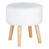 Emmy Ottoman Faux Fur With Wooden Leg, White -Accent Furniture Shop emmy ottoman faux fur with wooden leg white