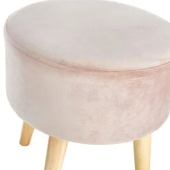 Emmy Rose Velvet Round Wooden Leg Ottoman -Accent Furniture Shop emmy rose velvet round wooden leg ottoman 2