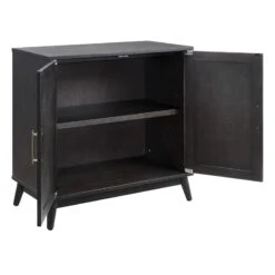 Ezra 2-Door Dark Brown Cabinet With Gold Handle -Accent Furniture Shop ezra 2 door dark brown cabinet with gold handle 1