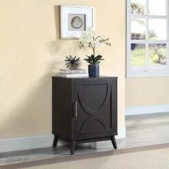 Ezra Dark Brown Cabinet With Gold Handle -Accent Furniture Shop ezra dark brown cabinet with gold handle 4