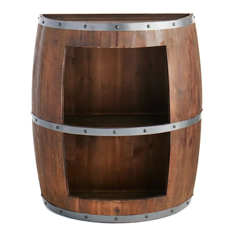 Faux Wine Barrel 2 Tier Display Shelf 4 Faux Wine Barrel 2 Tier Display Shelf - Image 2