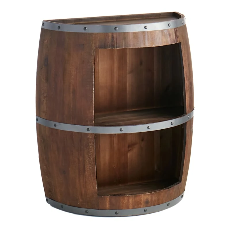 Faux Wine Barrel 2 Tier Display Shelf 3 Faux Wine Barrel 2 Tier Display Shelf