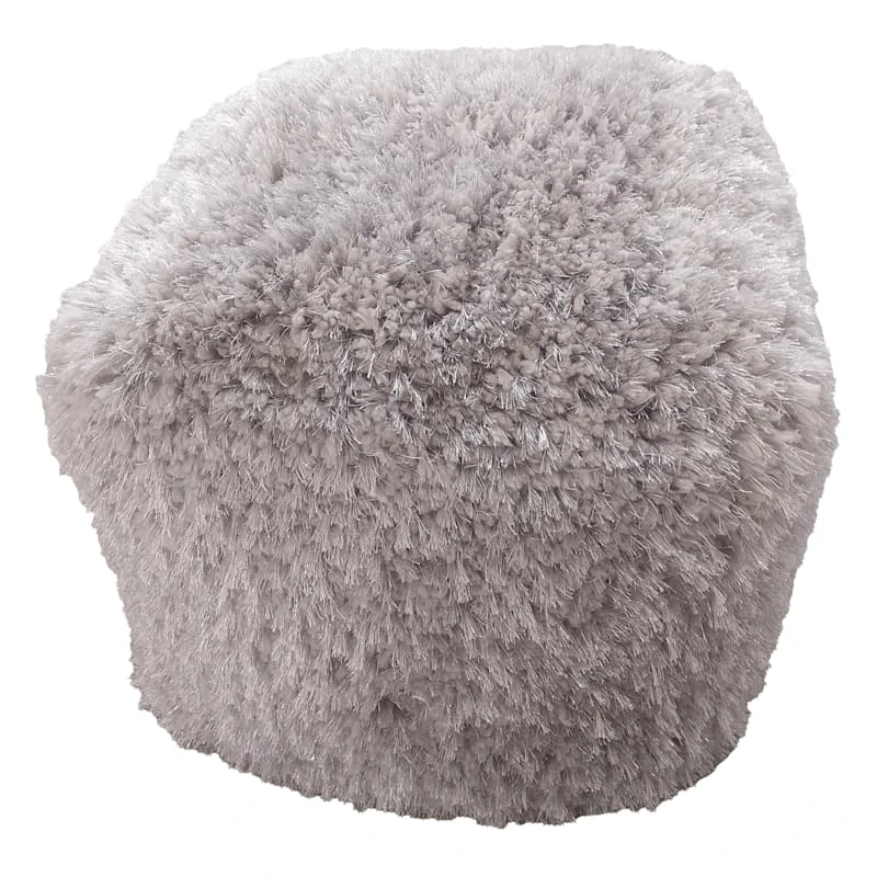 Faye Shag Pouf, Grey 2 Faye Shag Pouf, Grey