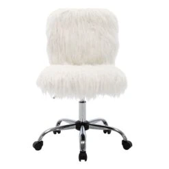 Fiona Adjustable Office Chair, White Faux Fur -Accent Furniture Shop fiona adjustable office chair white faux fur 3