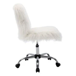 Fiona Adjustable Office Chair, White Faux Fur -Accent Furniture Shop fiona adjustable office chair white faux fur 4