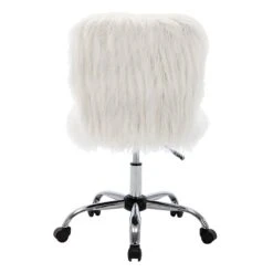 Fiona Adjustable Office Chair, White Faux Fur -Accent Furniture Shop fiona adjustable office chair white faux fur 5