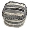 Found & Fable Alex Handwoven Fringe Square Pouf -Accent Furniture Shop found fable alex handwoven fringe square pouf
