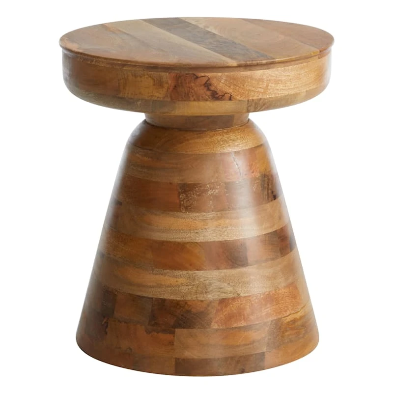 Found & Fable Brown Wooden Pedestal Accent Table, 16x18 3 Found & Fable Brown Wooden Pedestal Accent Table, 16x18