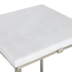 Found & Fable Judd Silver Accent Table With Marble Top -Accent Furniture Shop found fable judd silver accent table with marble top 2