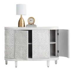 Found & Fable Lena Curved 4-Door Media Cabinet -Accent Furniture Shop found fable lena curved 4 door media cabinet 5