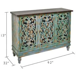 Found & Fable Northfield 3-Door Distressed Cabinet -Accent Furniture Shop found fable northfield 3 door distressed cabinet 4