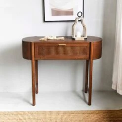 Found & Fable Reston Round Corner Wooden Console Table -Accent Furniture Shop found fable reston round corner wooden console table 7