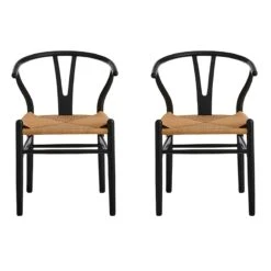 Found & Fable Set Of 2 Denise Wishbone Dining Chairs, Black 6 Found & Fable Set Of 2 Denise Wishbone Dining Chairs, Black -Accent Furniture Shop found fable set of 2 denise wishbone dining chairs black 1