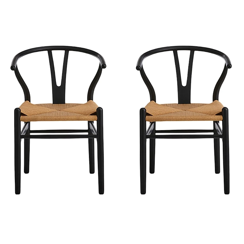 Found & Fable Set Of 2 Denise Wishbone Dining Chairs, Black 4 Found & Fable Set Of 2 Denise Wishbone Dining Chairs, Black - Image 2