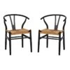 Found & Fable Set Of 2 Denise Wishbone Dining Chairs, Black -Accent Furniture Shop found fable set of 2 denise wishbone dining chairs black
