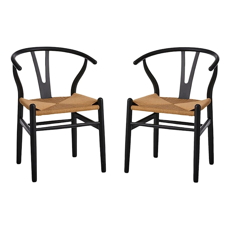 Found & Fable Set Of 2 Denise Wishbone Dining Chairs, Black 3 Found & Fable Set Of 2 Denise Wishbone Dining Chairs, Black