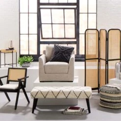 Found & Fable Zuri Cream & Black Tufted Bench 22 Found & Fable Zuri Cream & Black Tufted Bench -Accent Furniture Shop found fable zuri cream black tufted bench 9