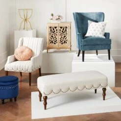 Grace Mitchell Ellery Bench With Scalloped Nailheads -Accent Furniture Shop grace mitchell ellery bench with scalloped nailheads 3