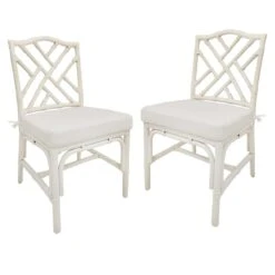 Grace Mitchell Set Of 2 Dana White Rattan Dining Chair