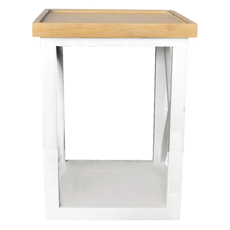 Honeybloom Anna Wood X-Side Accent Table, White 4 Honeybloom Anna Wood X-Side Accent Table, White - Image 2