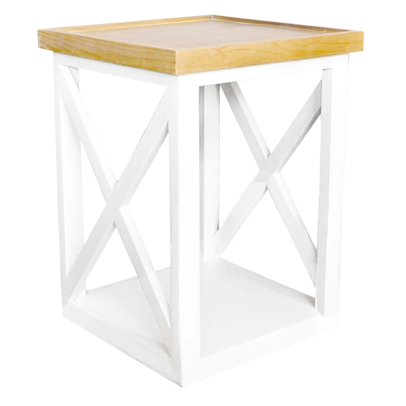 Honeybloom Anna Wood X-Side Accent Table, White 3 Honeybloom Anna Wood X-Side Accent Table, White