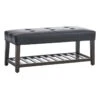 Honeybloom Collins Black Leather Bench -Accent Furniture Shop honeybloom collins black leather bench