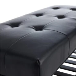 Honeybloom Collins Black Leather Bench 7 Honeybloom Collins Black Leather Bench -Accent Furniture Shop honeybloom collins black leather bench 2