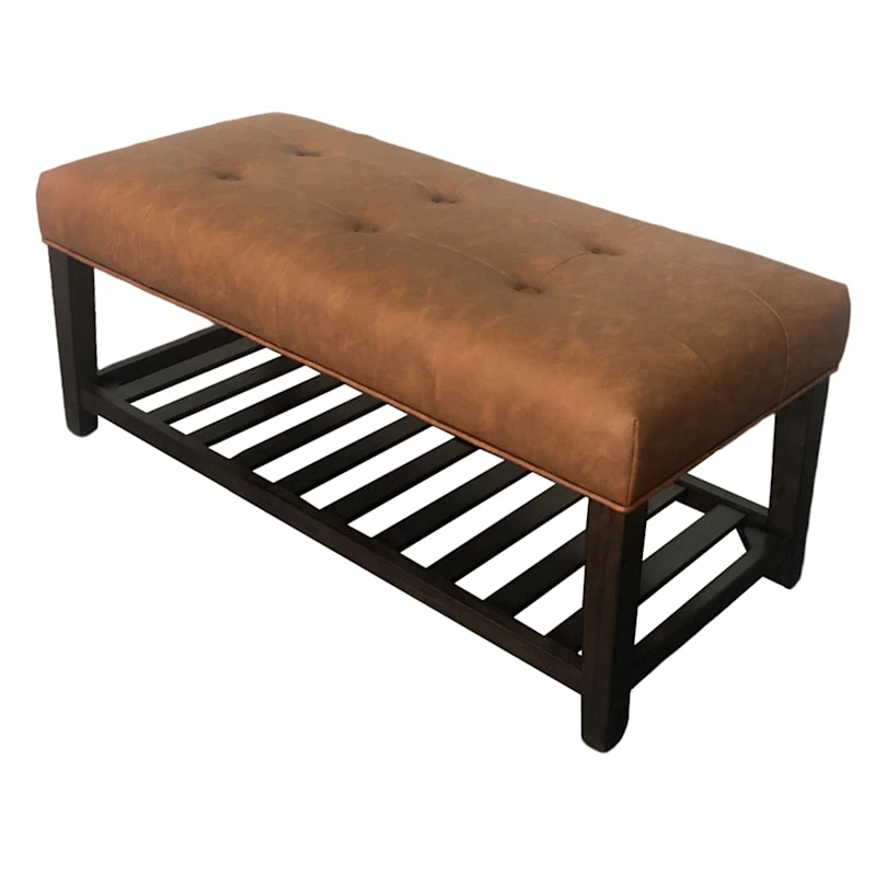Honeybloom Collins Leather Bench, Brown 5 Honeybloom Collins Leather Bench, Brown - Image 3