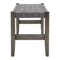 Honeybloom Faux Leather Dark Grey Strap Bench 7 Honeybloom Faux Leather Dark Grey Strap Bench -Accent Furniture Shop honeybloom faux leather dark grey strap bench 2