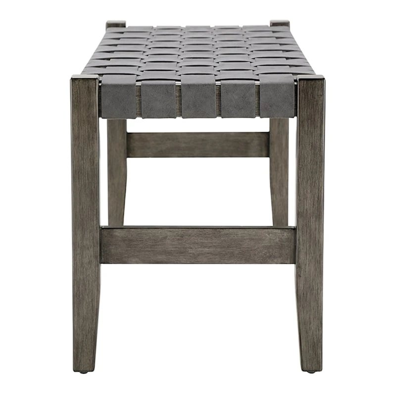 Honeybloom Faux Leather Dark Grey Strap Bench 5 Honeybloom Faux Leather Dark Grey Strap Bench - Image 3