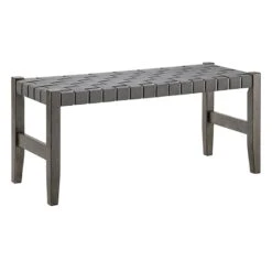 Honeybloom Faux Leather Dark Grey Strap Bench