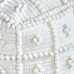 Honeybloom Knots Cream Pouf -Accent Furniture Shop honeybloom knots cream pouf 2