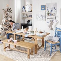 Honeybloom Massena Natural Wood Dining Bench, 60" -Accent Furniture Shop honeybloom massena natural wood dining bench 60 2