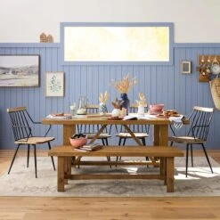 Honeybloom Massena Natural Wood Dining Bench, 60" -Accent Furniture Shop honeybloom massena natural wood dining bench 60 3