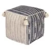 Honeybloom Nora Blue Woven Embroidered Pouf, 18" -Accent Furniture Shop honeybloom nora blue woven embroidered pouf 18