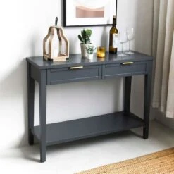 Honeybloom Redmond 2-Drawer Console Table, Grey -Accent Furniture Shop honeybloom redmond 2 drawer console table grey 5