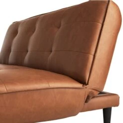 Honeybloom Wyatt Push Back Sofa, Cognac Faux Leather -Accent Furniture Shop honeybloom wyatt push back sofa cognac faux leather 3